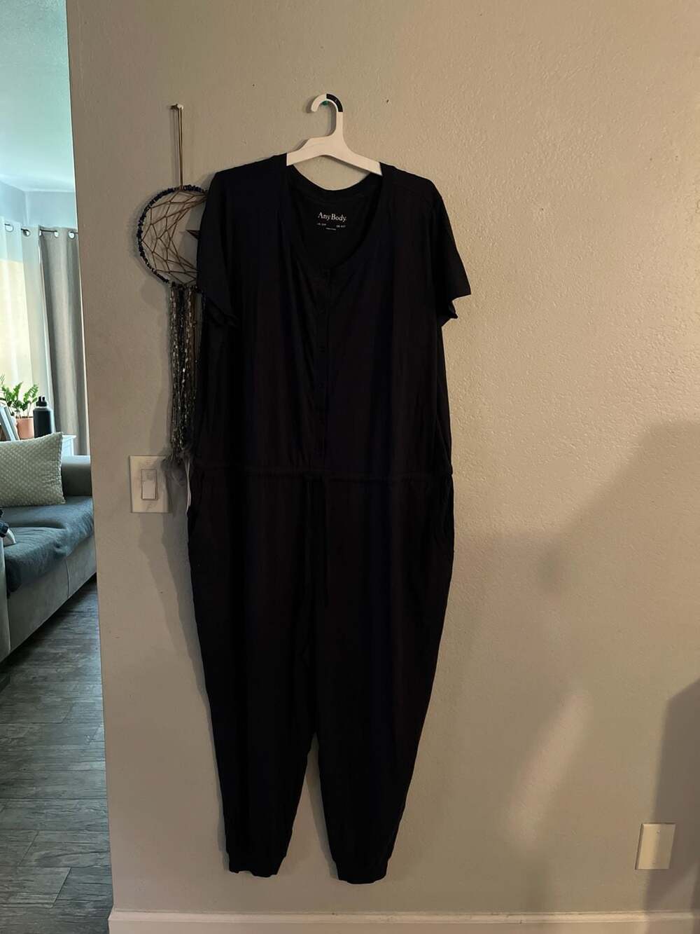 AnyBody Cozy Knit Luxe Short Sleeve Henley Jumpsuit, Size 3XP